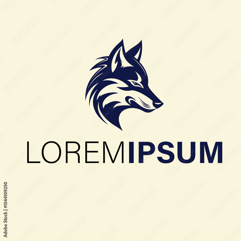 Obraz premium Stylized wolf head logo design, isolated on white background