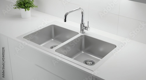 Double stainless steel kitchen sink