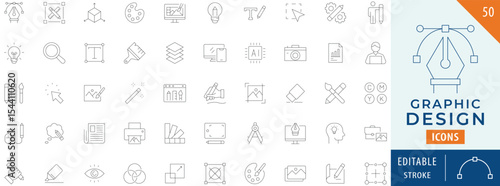 Graphic design icon collection set. Editable stroke.