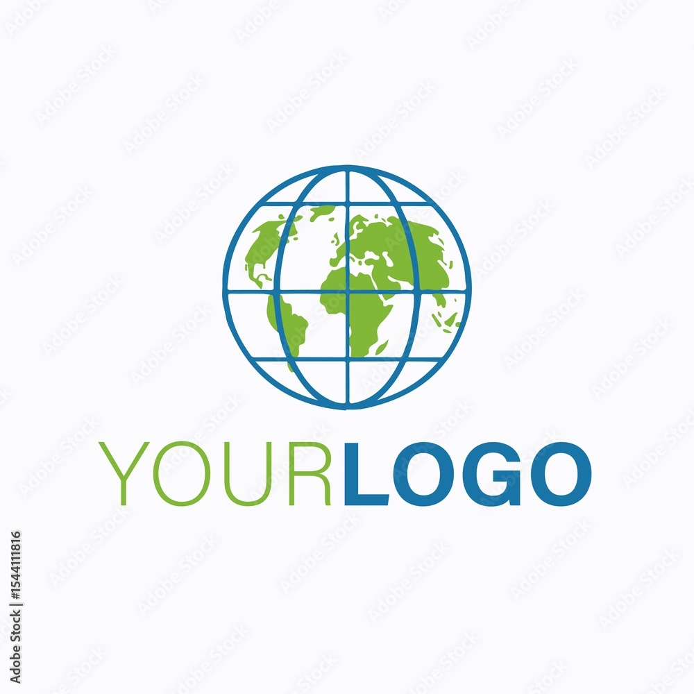 A green and blue globe logo is isolated on white background A green and blue globe logo is isolated on white background