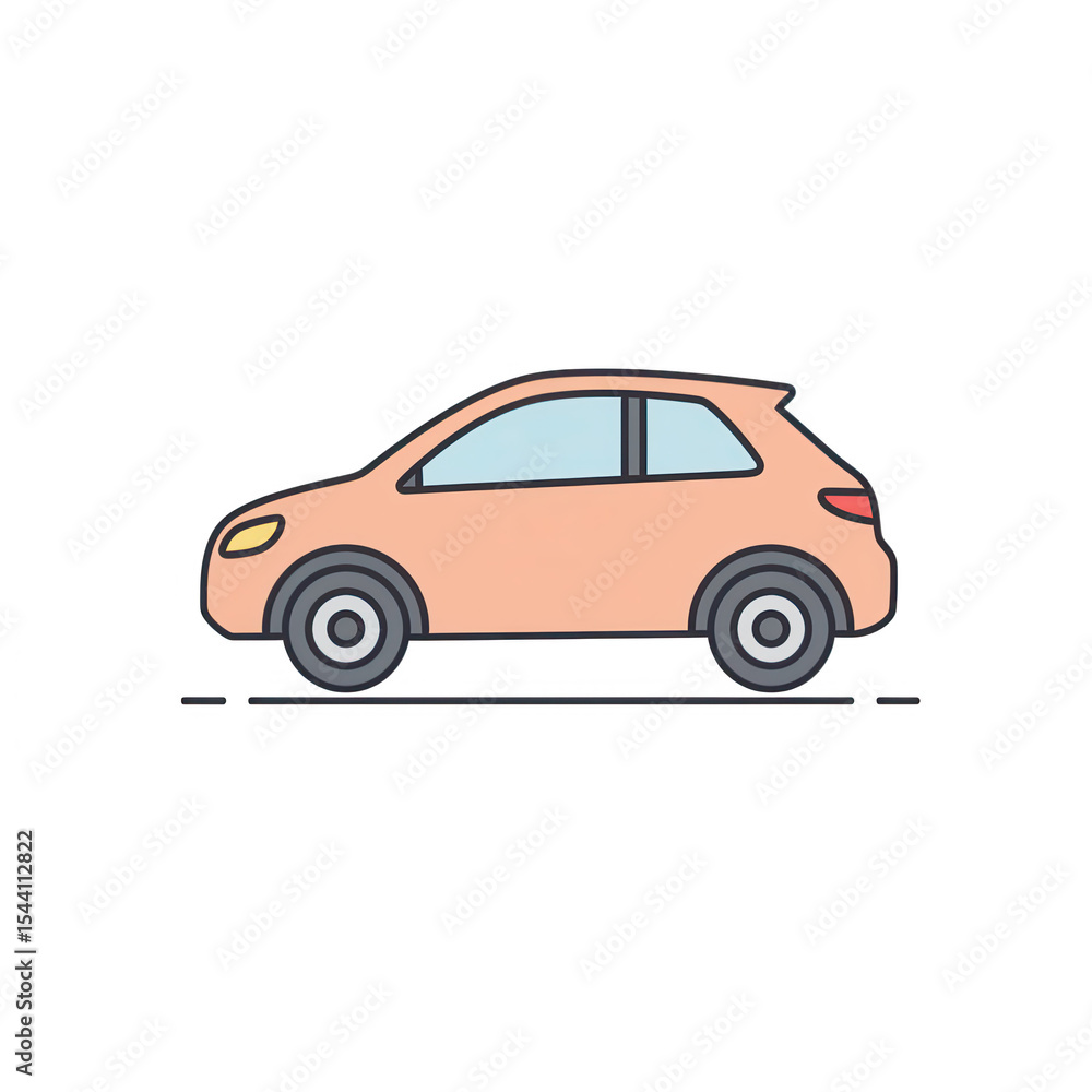Peach hatchback car icon illustration isolated on transparent background Peach hatchback car icon illustration isolated on transparent background