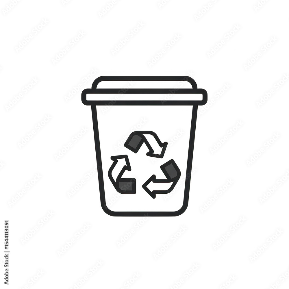 Recycle bin icon with recycling symbol isolated on transparent background Recycle bin icon with recycling symbol isolated on transparent background