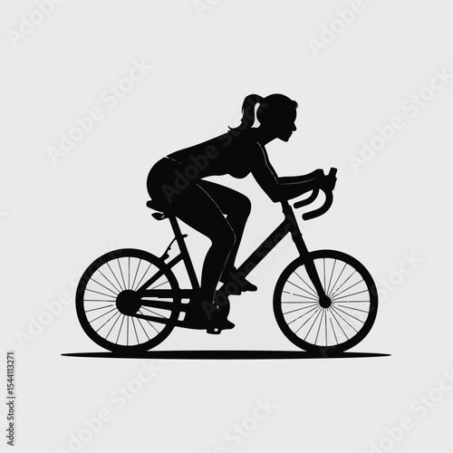 Wallpaper Mural Woman cycling silhouette isolated on white background Torontodigital.ca