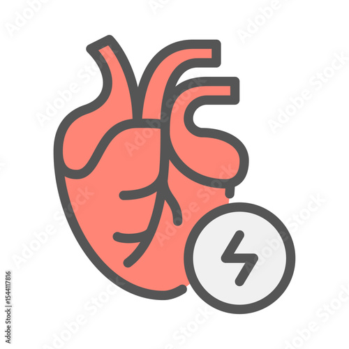 heart attack filled outline icon. heart disease color line illustration.