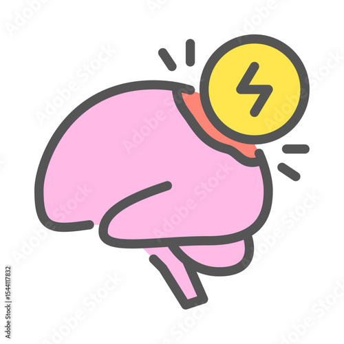 stroke filled outline icon. brain disease color line illustration.