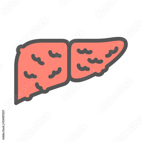 cirrhosis filled outline icon. liver disease color line illustration.