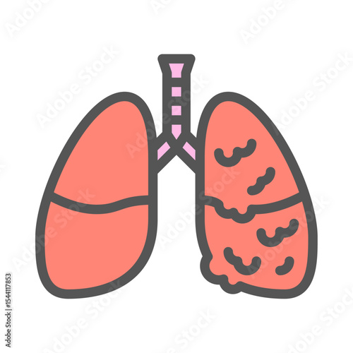 pneumonia filled outline icon. tuberculosis color line illustration.