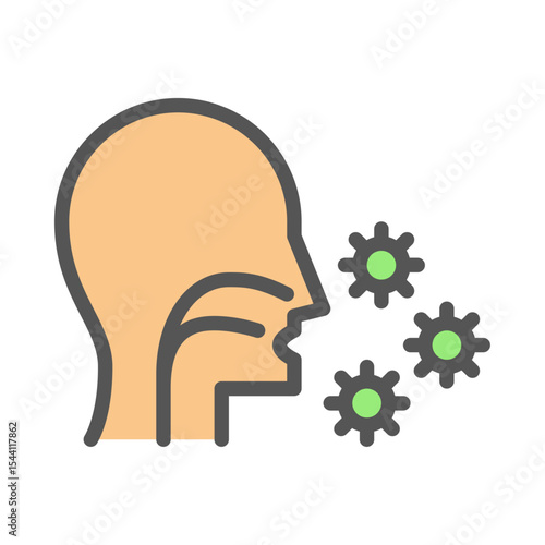 influenza filled outline icon. flu color line illustration.