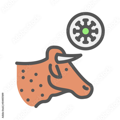 anthrax filled outline icon. cow virus color line illustration.