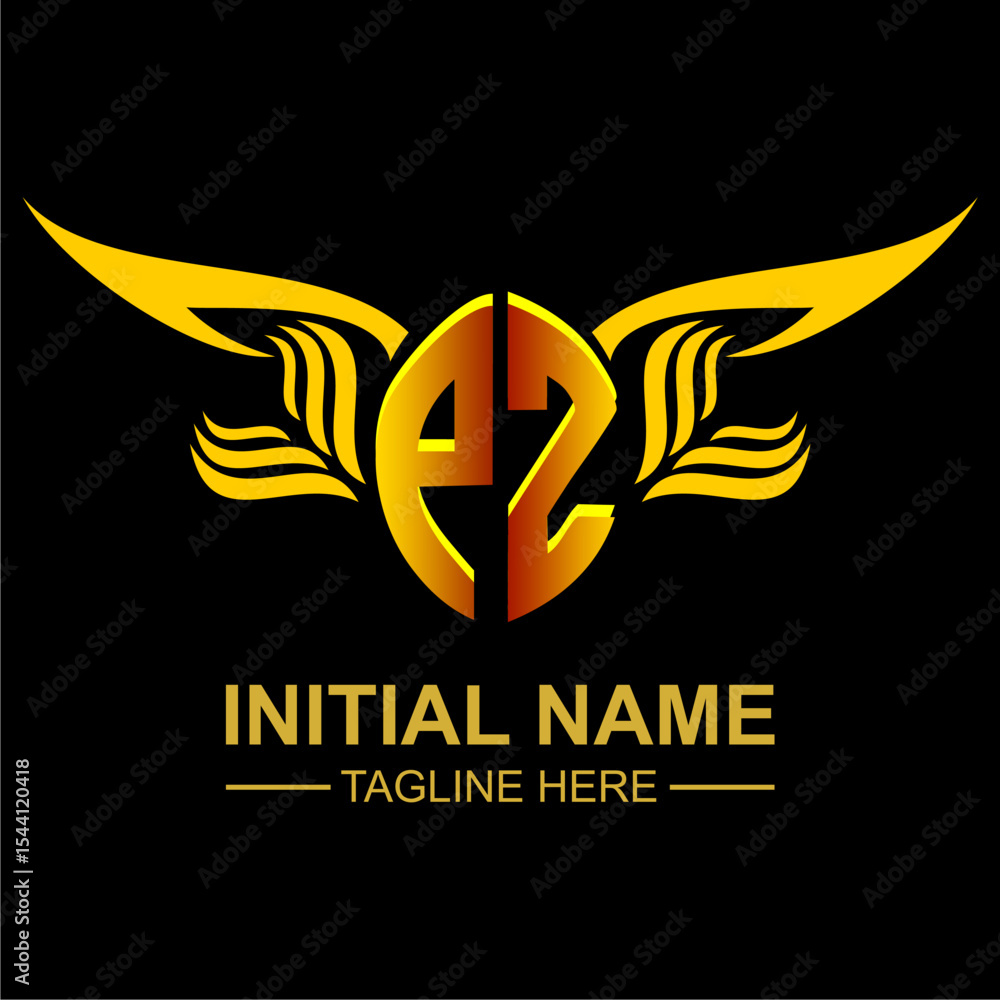 PZ Golden Wing Emblem Logo PZ Golden Wing Emblem Logo