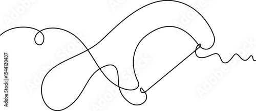 one line art Dental Floss vector illustration. line art, one continuous line, simple, hand drawn and sketch style. for icons, symbols, signs or logos. PNG
