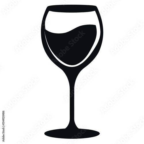 Minimal black silhouette vector of a wine glass on white background. Perfect for beverage branding, restaurant menus, bar icons, party themes, and elegant lifestyle designs.