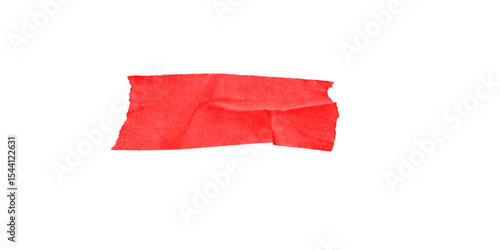 A vibrant piece of red tape clinging to the darkness holding potential and mystery revealing on transparent background