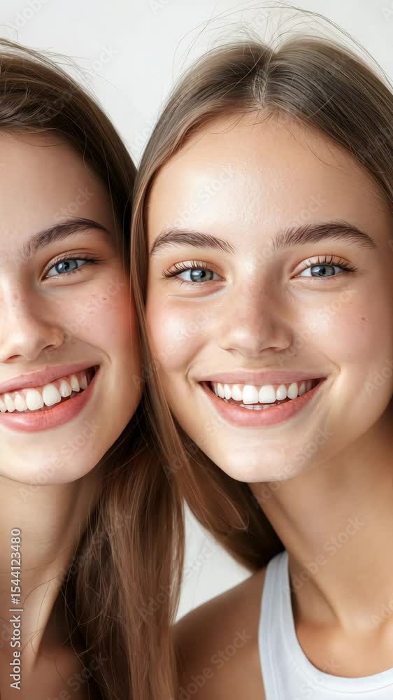 Joyful friendship between two women with bright smiles Joyful friendship between two women with bright smiles