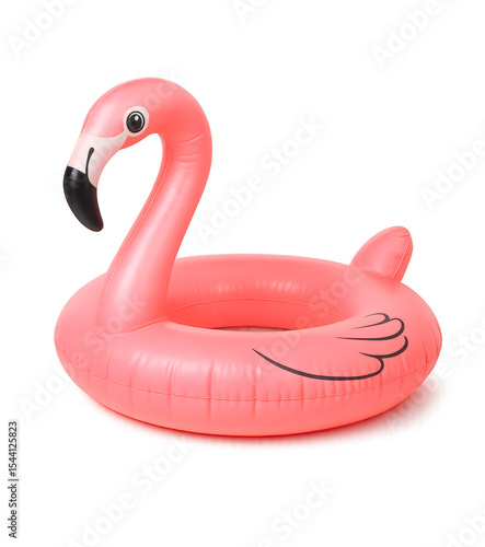 Elementos de verano para edición. Flotador de flamenco color rosado con fondo