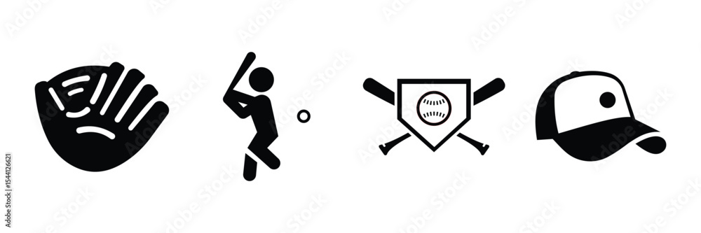 Obraz premium Baseball related vector icons set