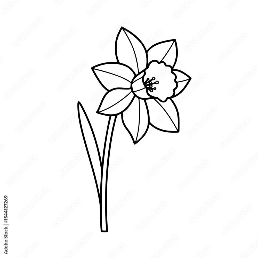 Obraz premium Line icon of a simple vector outline of a Narcissus flower 