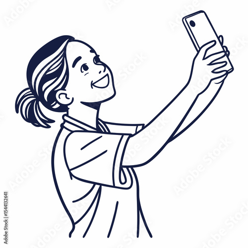 Happy young woman taking selfie with smartphone