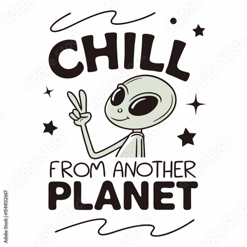 Chill alien from another planet peace sign cute design
