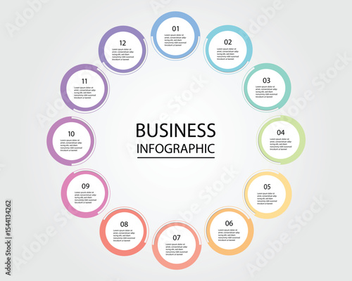 Business Infographic modern design template for banners and infographics for 12 circle step