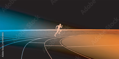 Track and Field Vector Illustration in Minimal Flat Style