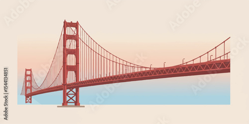 Golden Gate Bridge Vector in Flat Modern Style