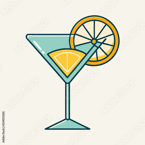 Refreshing summer cocktail martini drink orange slice garnish