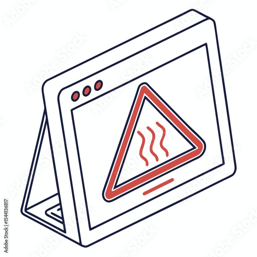 Laptop overheating warning sign digital illustration