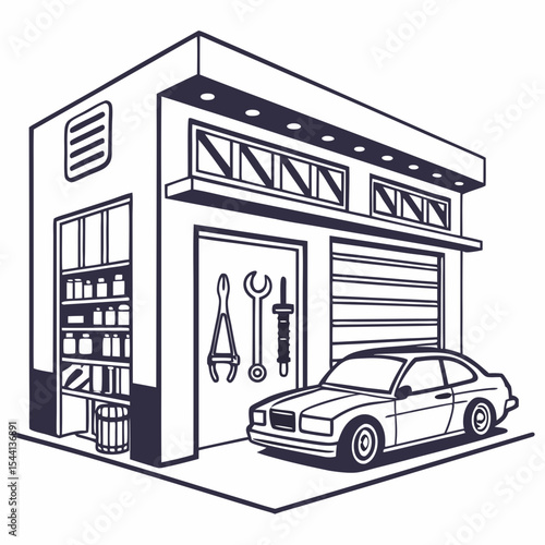 Auto repair shop garage car service mechanic tools