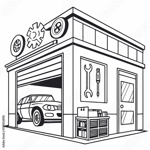 Auto repair shop garage car service mechanic building