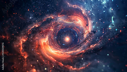 Glowing galaxy spiral in deep space with bright cosmic energy