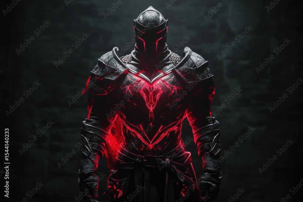 Naklejka premium Fiery Dark Knight Armor - Epic Fantasy Design
