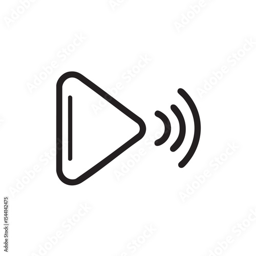 Sound play button with wave symbol for media applications