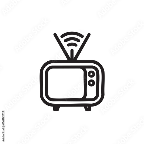 Retro television icon with wireless signal concept for design