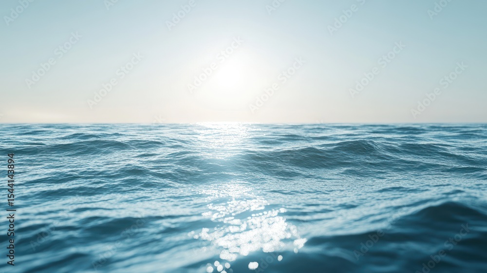 Obraz premium Calm ocean sunrise, tranquil water surface, serene horizon