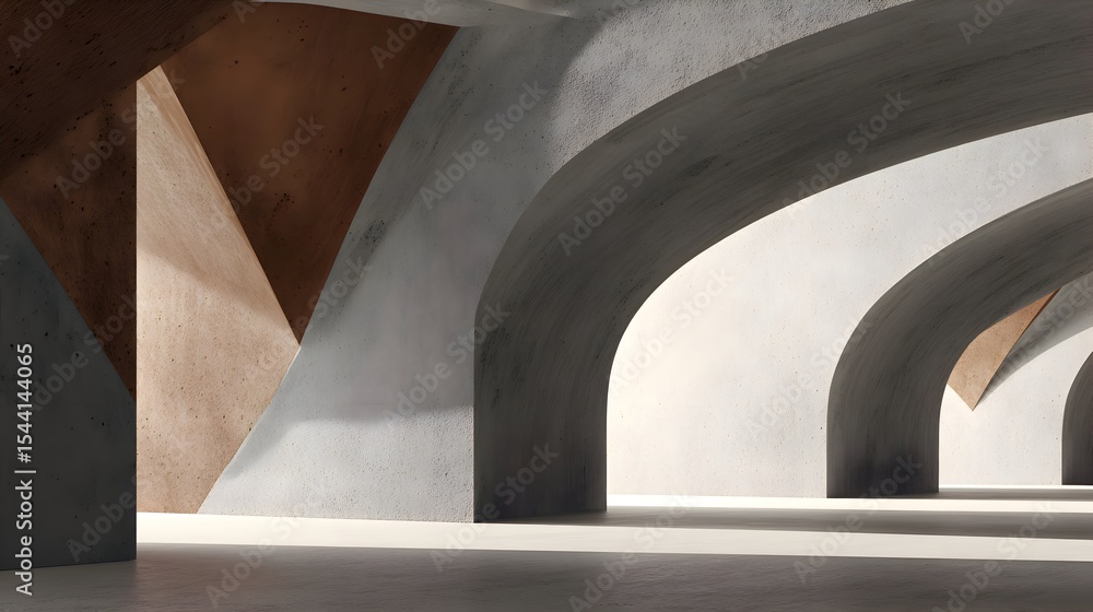 Obraz premium Minimalist and Modern 3D Civil Engineering-Themed Background with Structural Forms, Concrete Textures, Metallic Accents, and Geometric Architecture Elements.