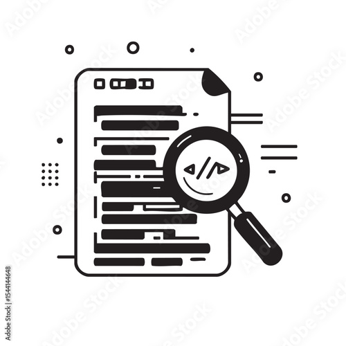 Document review process with magnifying glass for analysis