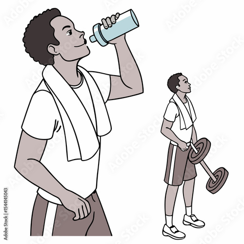 Man drinking water after gym workout fitness