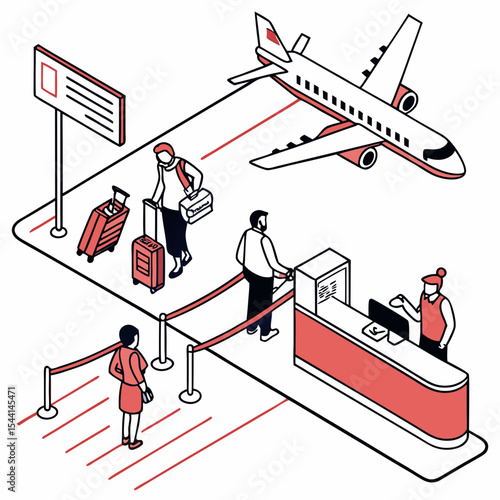 Airport check-in counter passengers airplane travel