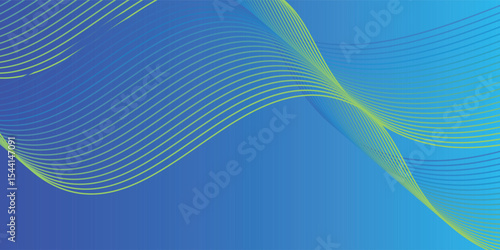 Abstract blue long vector banner. Wavy minimal trendy background for business presentations, web header design with copy space for text vector illustration