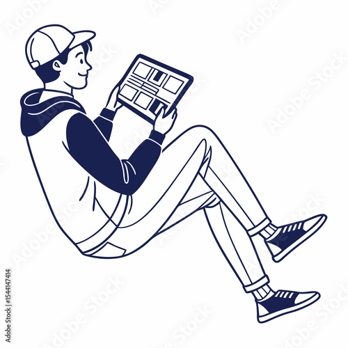 Young man relaxed using tablet digital device