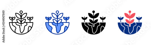 Biodiversity icon sheet multiple style collection