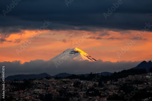 Golden Sunset over Cotopaxi seen from Quito.