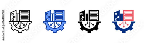 Infrastructure icon sheet multiple style collection