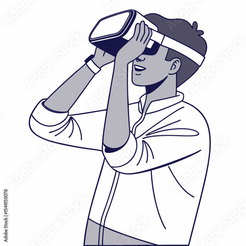 Man experiencing immersive virtual reality headset