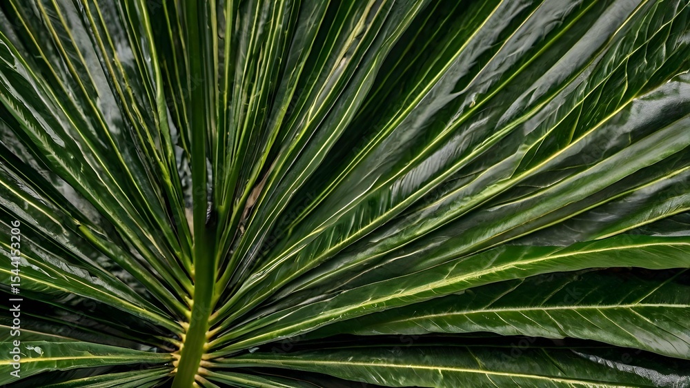 Fototapeta premium Tropical Green Palm Leaf Abstract Background