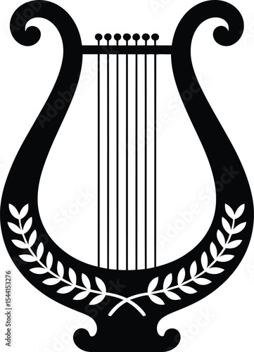 Classical Lyre Silhouette Vector – Ancient Greek Musical Instrument Clipart