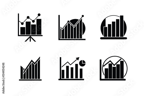 chart icon silhouette vector illustration