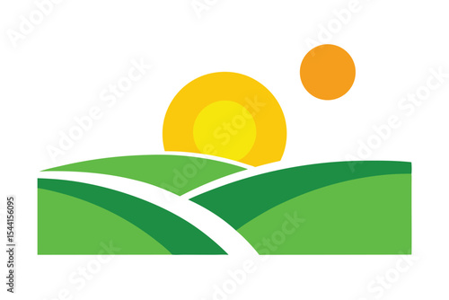 Sunrise over Rolling Hills A Serene Landscape Illustration