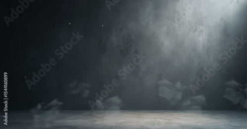 Man walks through the dark, smoky night